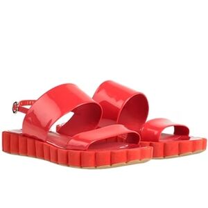 Ferragamo Lusia Girls Tangerine Patent Leather Suede Sandals Size 4.5C /5-5.5L…